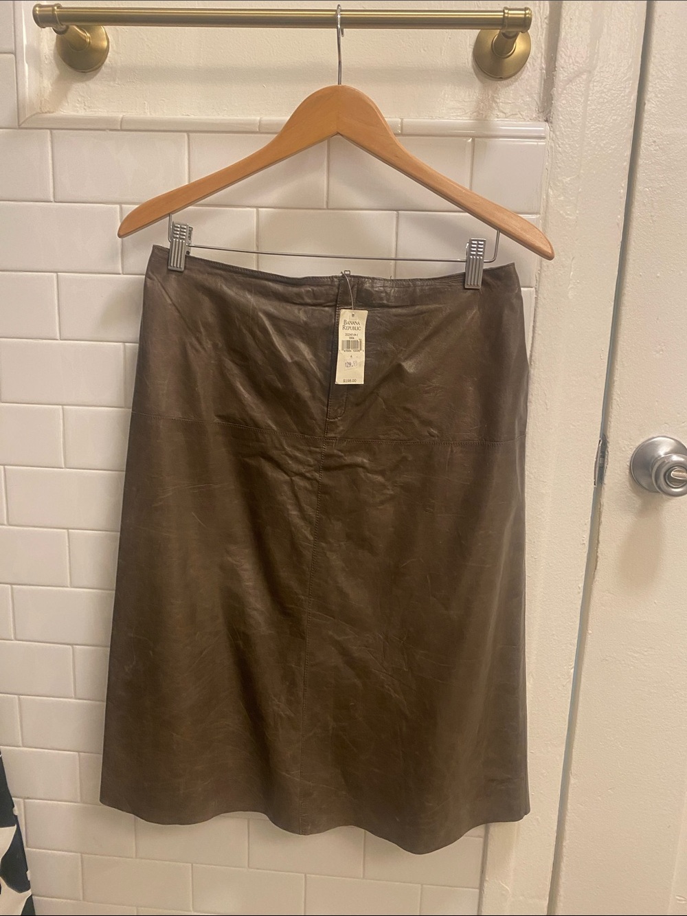 Banana Republic Brown Leather A-Line Skirt